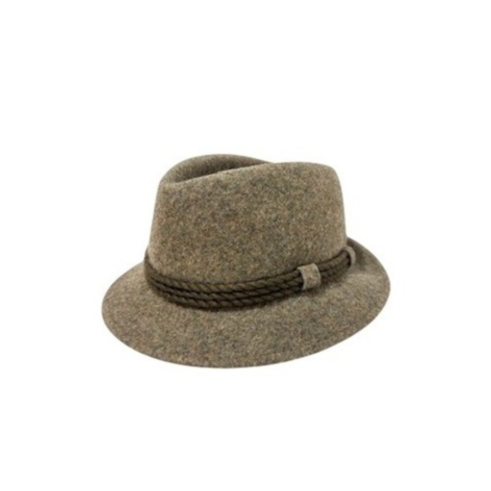 Ottmar Reich Mens Wool Felt‎ Tyrolean Hat Brown Alpine Fedora Rope Band Sz 22.25